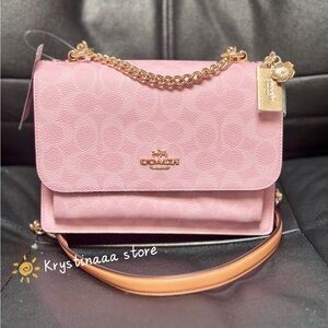 NWT Coach Klare Crossbody Bag in Signature Canvas Charms Gold/Powder Pink CEL11